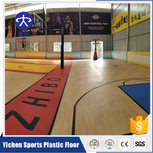 湖南室內籃球場館鋪裝PVC運動塑膠地板效果